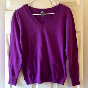 Worthington Orchid Purple Cotton Nylon Blend V Neck Pullover Sweater Size Medium